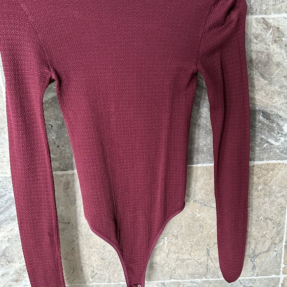 INTIMATELY FREE PEOPLE Ladies Women’s Size Small Burgandy Knit Body Suit - Picture 3 of 4